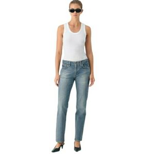 NWT Aritzia Denim Forum Tilda Low-Rise Straight Jeans in Medium Blue- 31